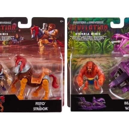 Masters of the Universe Revelation Eternia Minis Fisto & Stridor and Beast Man & war Sled