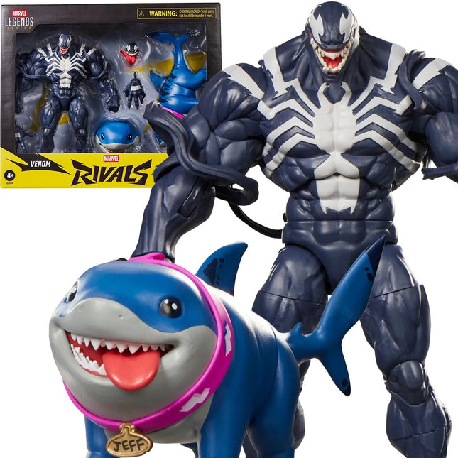 Figurines articulées Marvel Legends Series Marvel Rivals Venom et Jeff le Requin-terreur de 15 cm